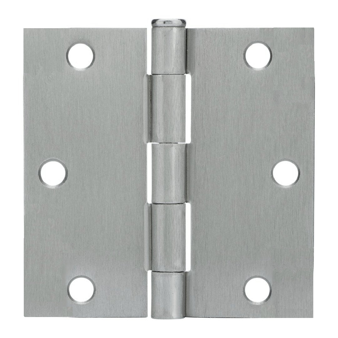 Door Hinge, Satin Nickel, 3-1/2&quot; with Square Corners