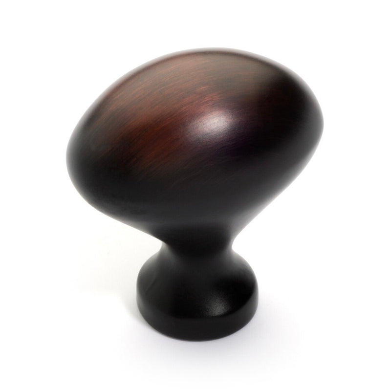 Egg cabinet knob in oil rubbed bronze finish with one and three sixteenths inch length