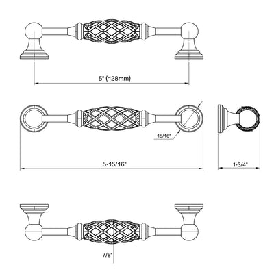 Cosmas 1749-5FB Flat Black Birdcage Cabinet Pull