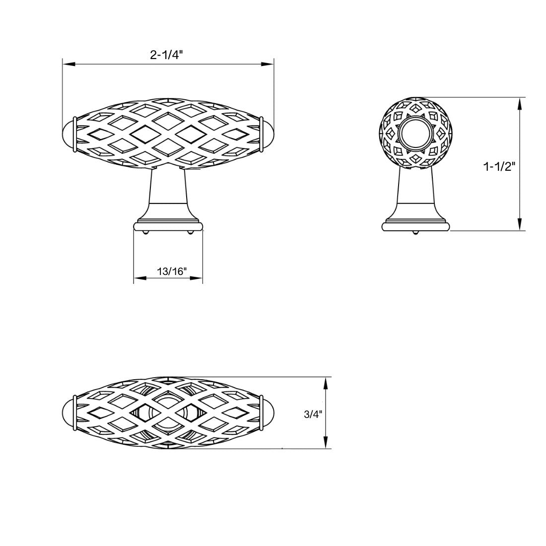 Cosmas 1749WN Weathered Nickel Birdcage Cabinet Knob