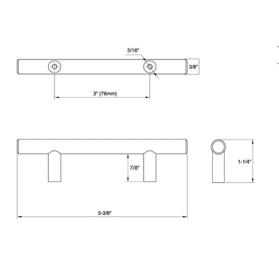 Cosmas 404-030CH Polished Chrome Slim Line Euro Style Bar Pull
