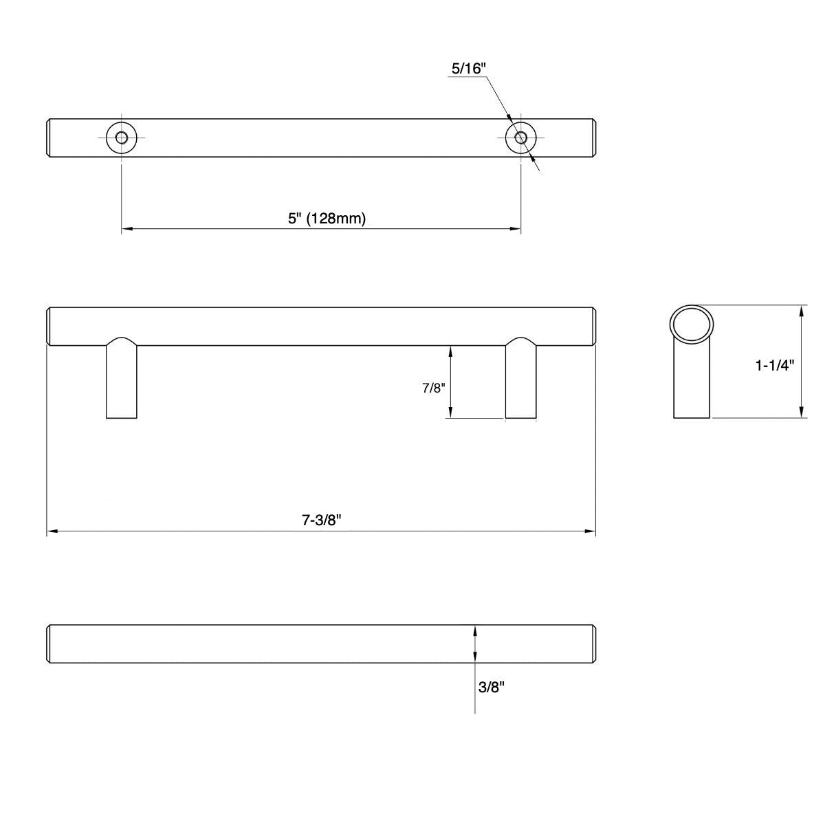 Cosmas 404-128SN Satin Nickel Slim Line Euro Style Bar Pull