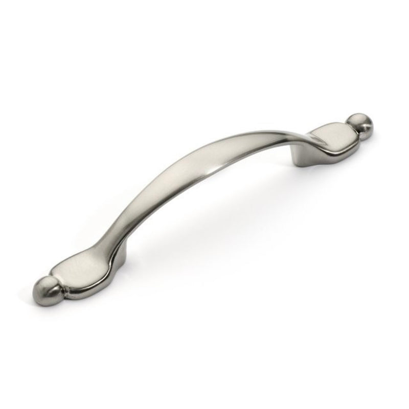 Satin nickel drawer pull with ball tip and flat grip
