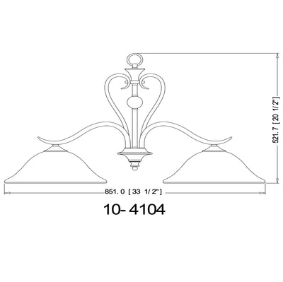 Dover Satin Nickel 2 Light Pendant Light Fixture : 10-4104