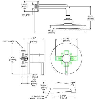 Hardware House 13-5627 Satin Nickel Tub / Shower Combo Faucet