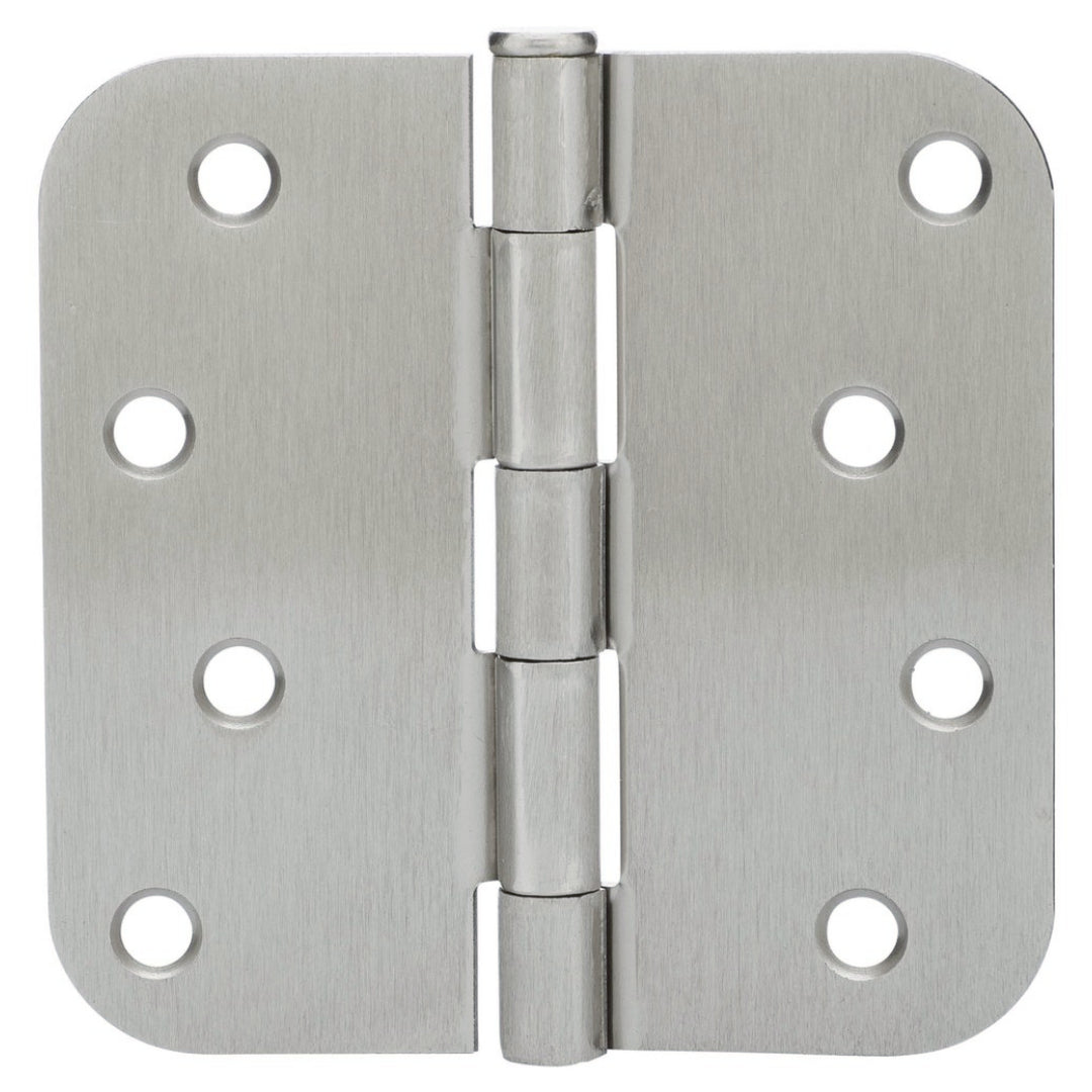Door Hinge, Satin Nickel, 4&quot; with 5/8&quot; Radius Corners