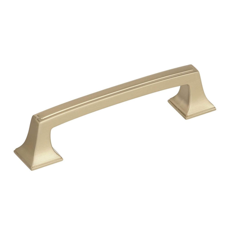 Golden champagne drawer pull with elegant classic design and three and three fourths inch hole spacing Amerock BP53031-BBZ Mulholland Golden Champagne Cabinet Pull