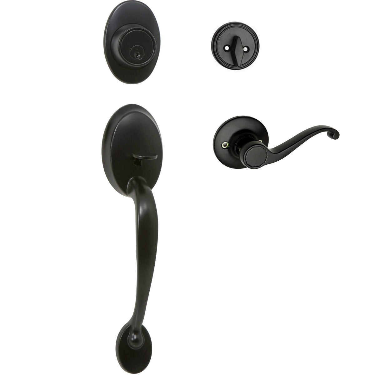 Frankfort Matte Black Traditional Handleset with Richmond Lever