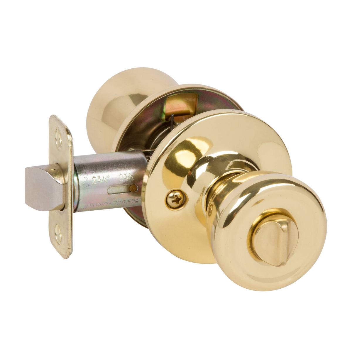 Salem Privacy Door Knob, Polished Brass