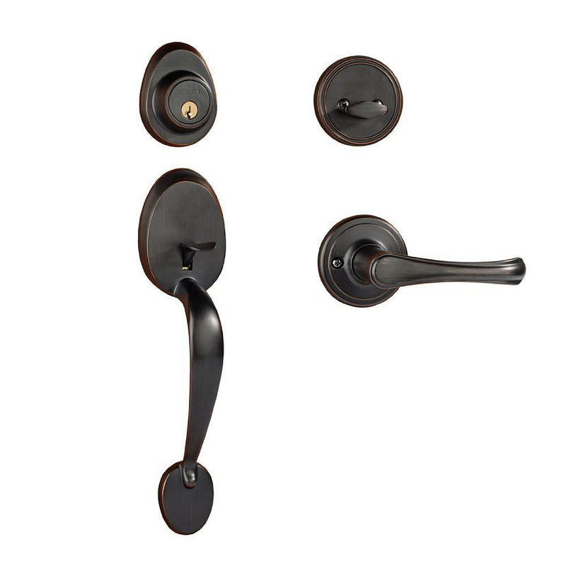 Dynasty Hardware Colorado COL-VAI-100-12P Front Door Handleset with Vail Lever, Aged Oil Rubbed Bronze