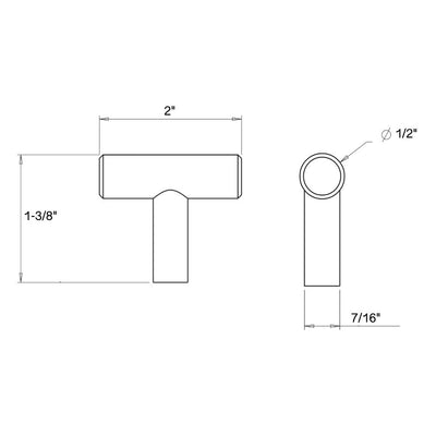 Cosmas 305BB Brushed Brass Euro Style T Bar Knob Schematic Diagram