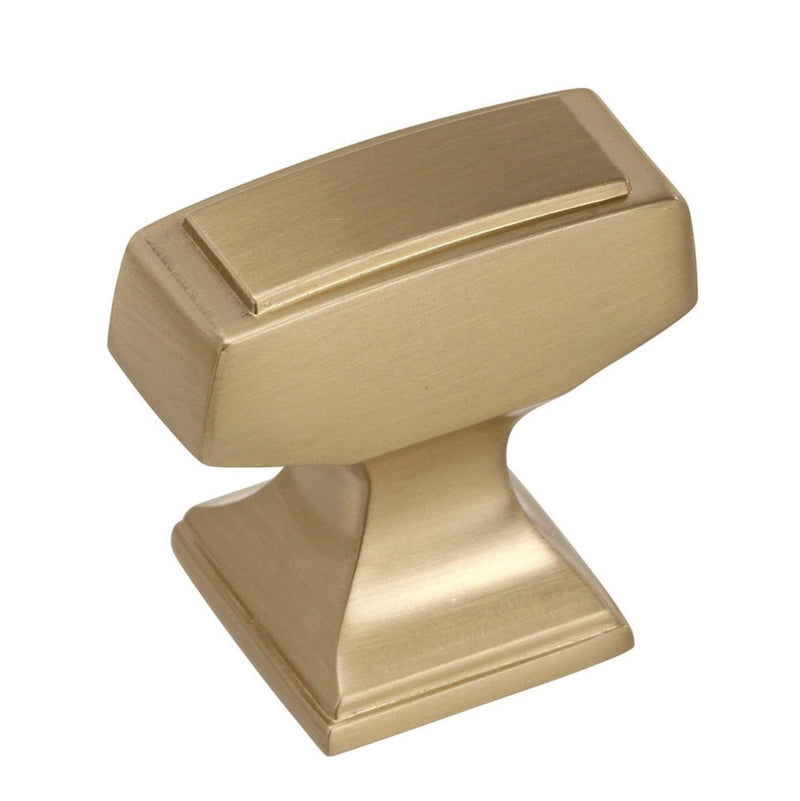 Elegant rectangular drawer knob in golden champagne finish Amerock BP53029-BBZ Mulholland Golden Champagne Cabinet Knob