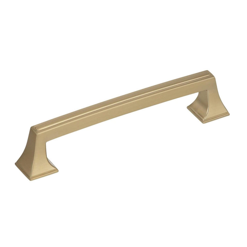 Elegant cabinet drawer pull in golden champagne finish with five inch hole spacing Amerock BP53529-BBZ Mulholland Golden Champagne Cabinet Pull