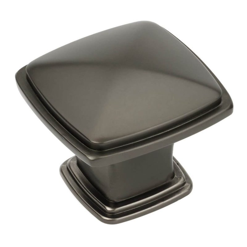 Graphite drawer knob with subtle pyramid design and one and a quarter inch length
