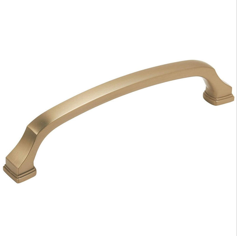 Slim sturdy cabinet pull in golden champagne finish with six and five sixteenths inch hole spacing Amerock BP55347-BBZ Revitalize Golden Champagne Cabinet Pull