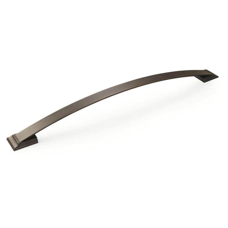 Oil rubbed bronze cabinet pull with curve and eighteen inch hole spacing Amerock Candler BP29367-ORB Oil Rubbed Bronze Appliance Pull