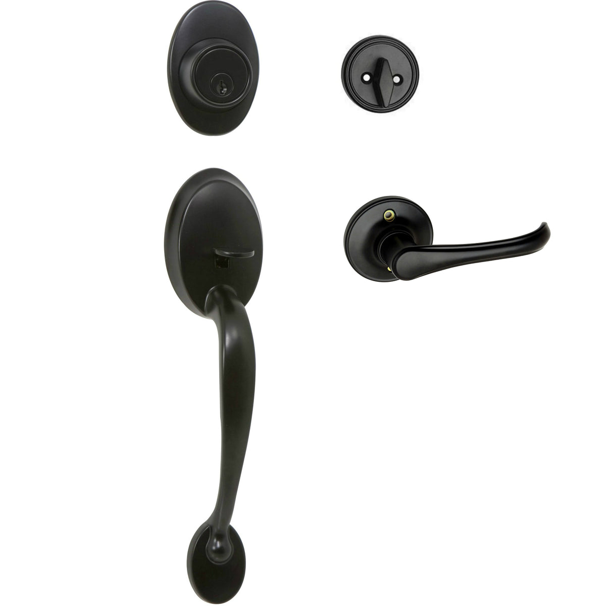 Frankfort Matte Black Traditional Handleset with Rochester Lever