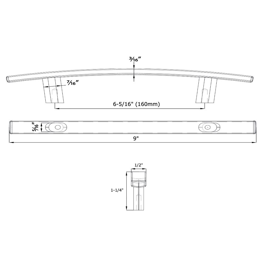 Cosmas 2363-160FB Flat Black Subtle Arch Cabinet Pull