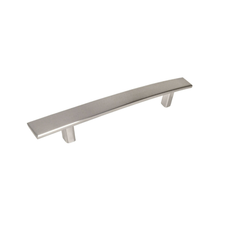 Arch cabinet pull with brushed nickel finish