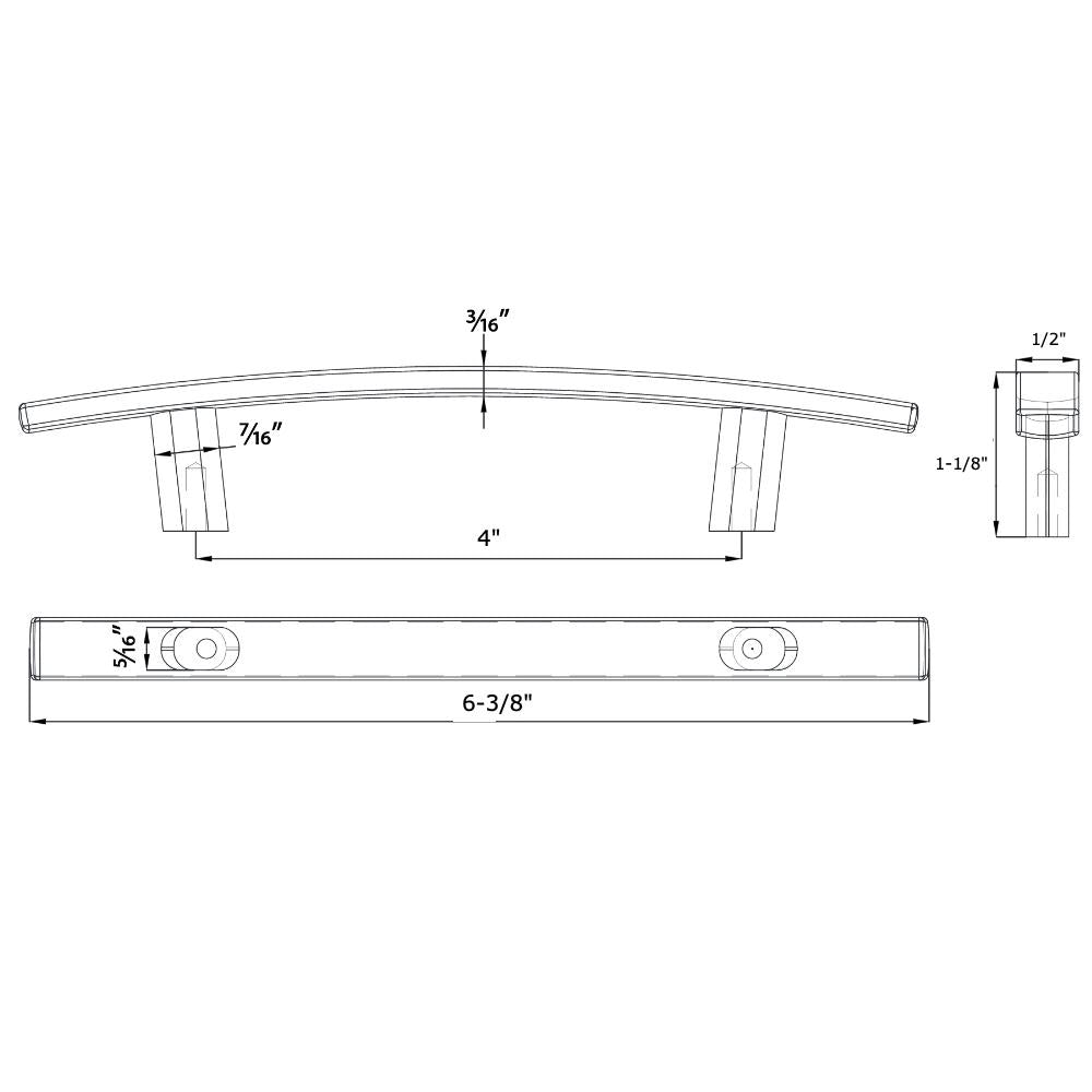 Cosmas 2363-4SN Satin Nickel Subtle Arch Cabinet Pull Schematic Diagram
