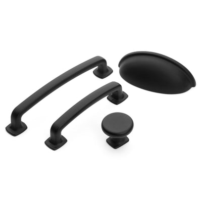 Diversa Matte Black Trinity 3-3/4&quot; (96mm) Cabinet Drawer Pull - 10 PACK