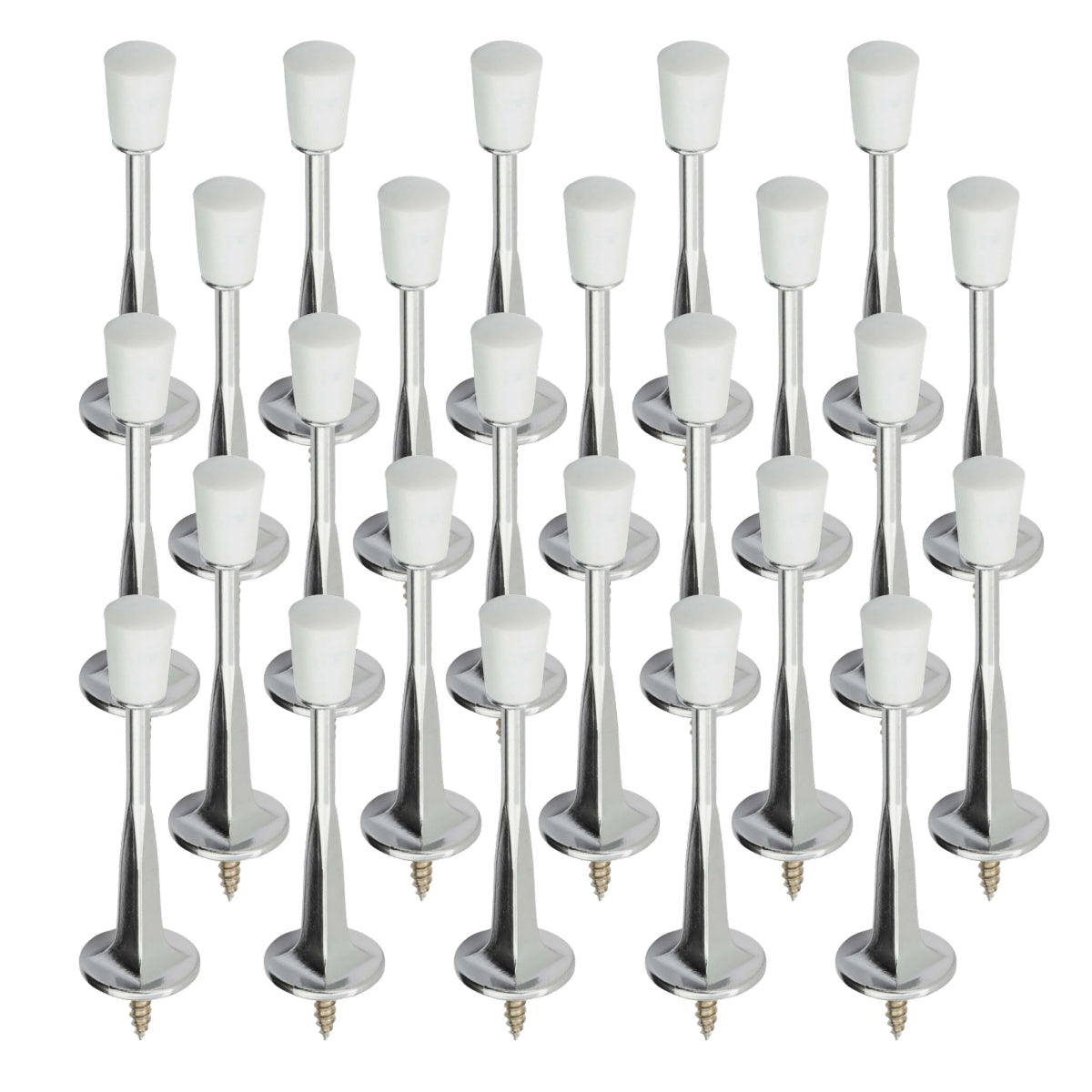 25 Pack Chrome Solid Baseboard Door Stop