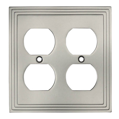 Cosmas 25012-SN Satin Nickel Double Duplex Outlet Wall Plate - Cosmas