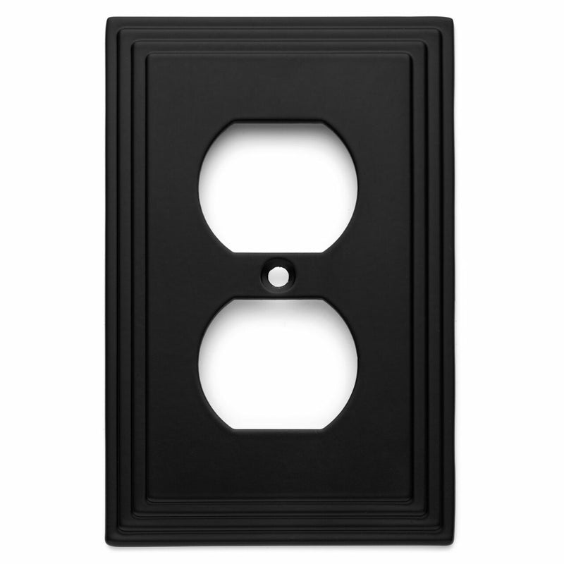 Cosmas 25026-FB Flat Black Single Duplex Outlet Wall Plate