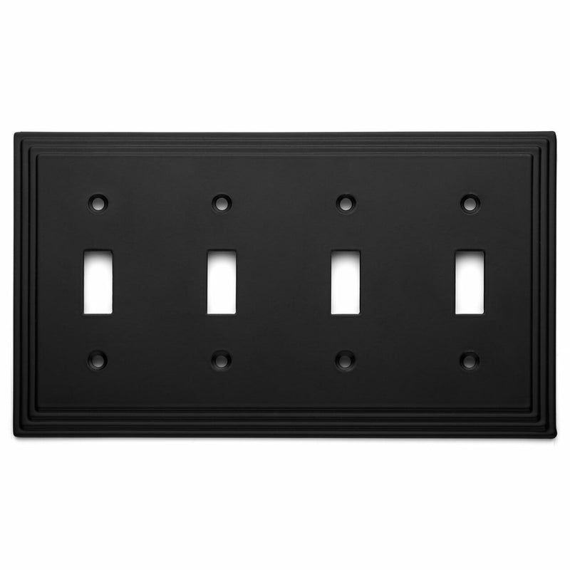 Cosmas 25045-FB Flat Black Quad Toggle Switchplate Cover