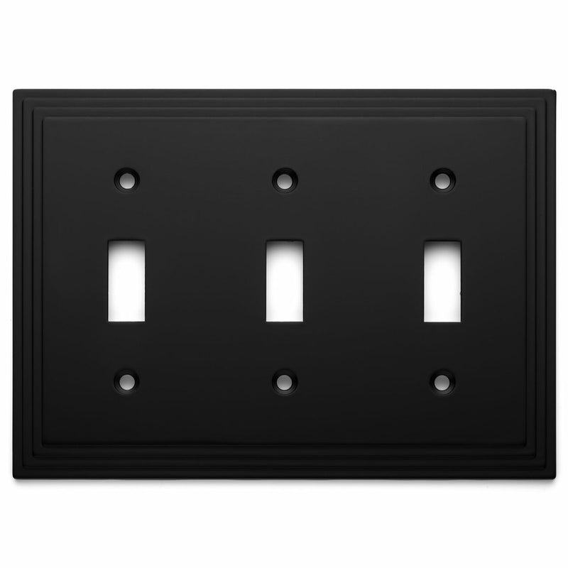 Cosmas 25037-FB Flat Black Triple Toggle Switchplate Cover