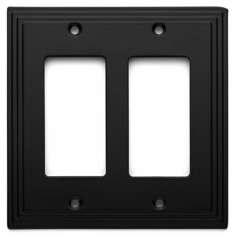 Cosmas 25090-FB Flat Black Double GFCI / Decora Wall Plate