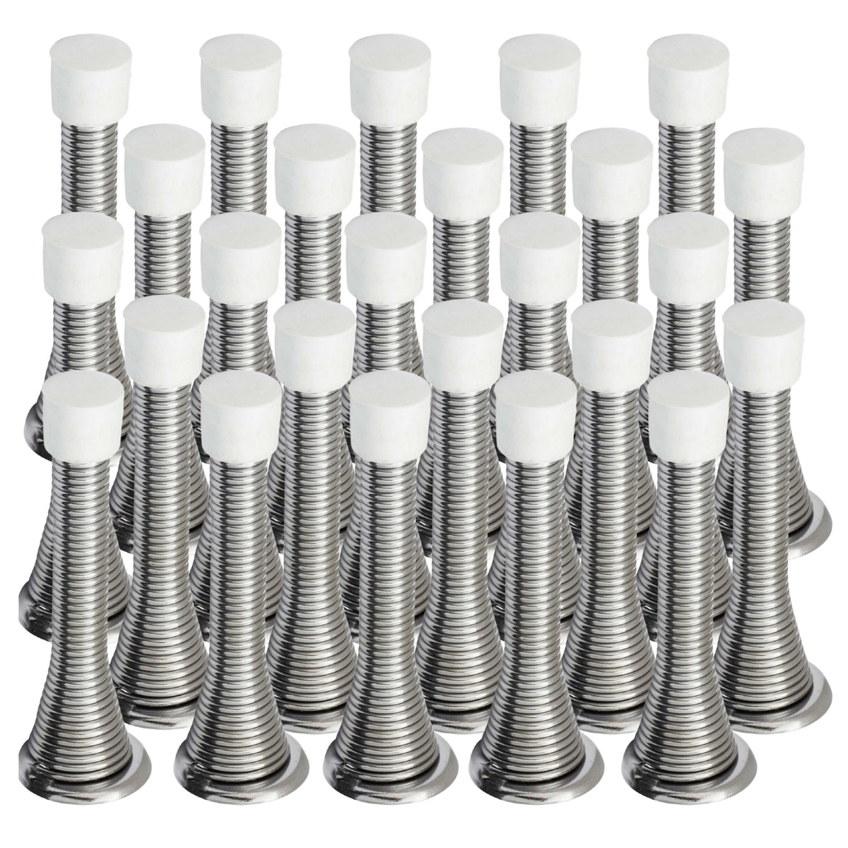 25 Pack Chrome Baseboard Spring Door Stop