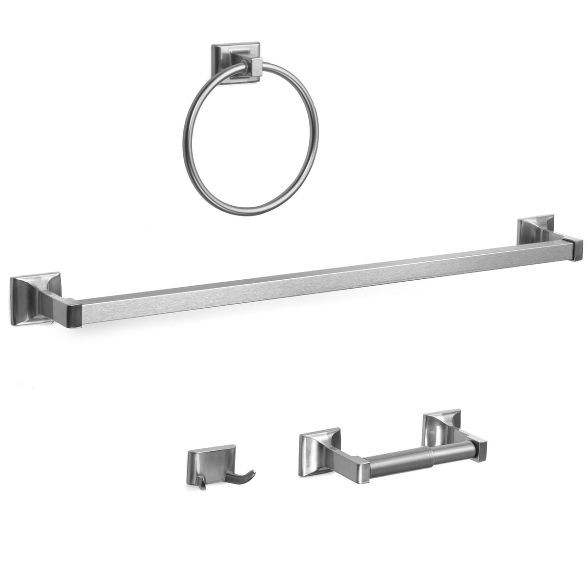 Designers Impressions Eclipse Series 4 Piece Satin Nickel Bathroom Hardware Set