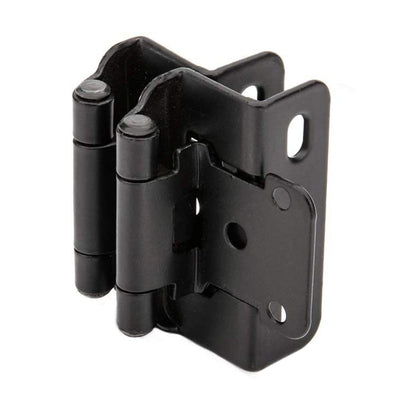 Diversa Partial Wrap 1/2&quot; Overlay Matte Black Cabinet Hinges (Pair)