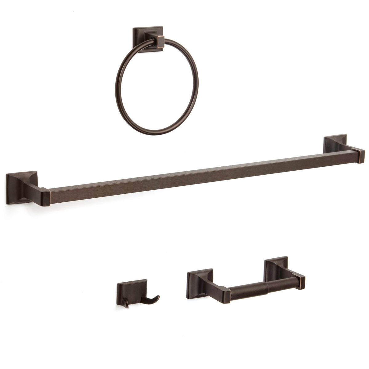 Designers Impressions Eclipse Series 4 Piece Oil Rubbed Bronze Bathroom Hardware Set