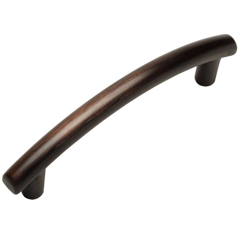Short cylinder bar pull in oil rubbed bronze finish with three inch hole spacing