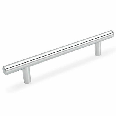 Polished chrome euro style bar pull with five inch hole spacing