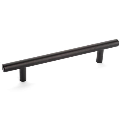 Oil rubbed bronze euro style bar pull with five inch hole spacing