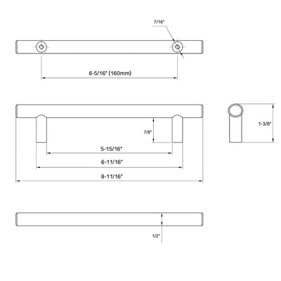 Cosmas 305-160SN Satin Nickel Euro Style Bar Pull