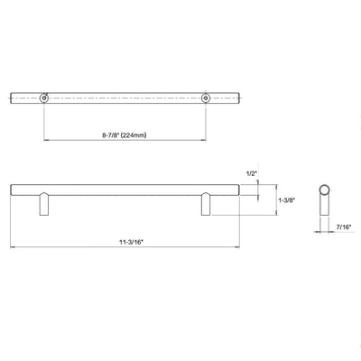 Cosmas 305-224FB Flat Black Euro Style Bar Pull