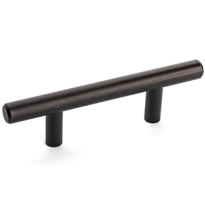 Oil rubbed bronze euro style bar pull with two and a half inch hole spacing