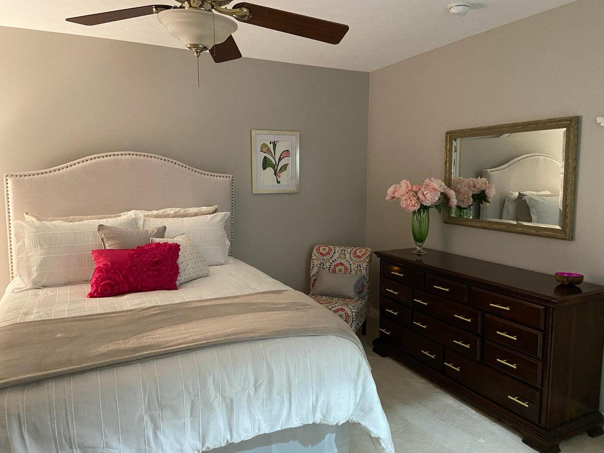 Cosmas 305-3.5BB Brushed Brass Euro Style Bar Pull on bedroom dresser mahogany wod