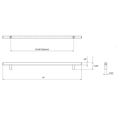 Cosmas 305-320SN Satin Nickel Euro Style Bar Pull