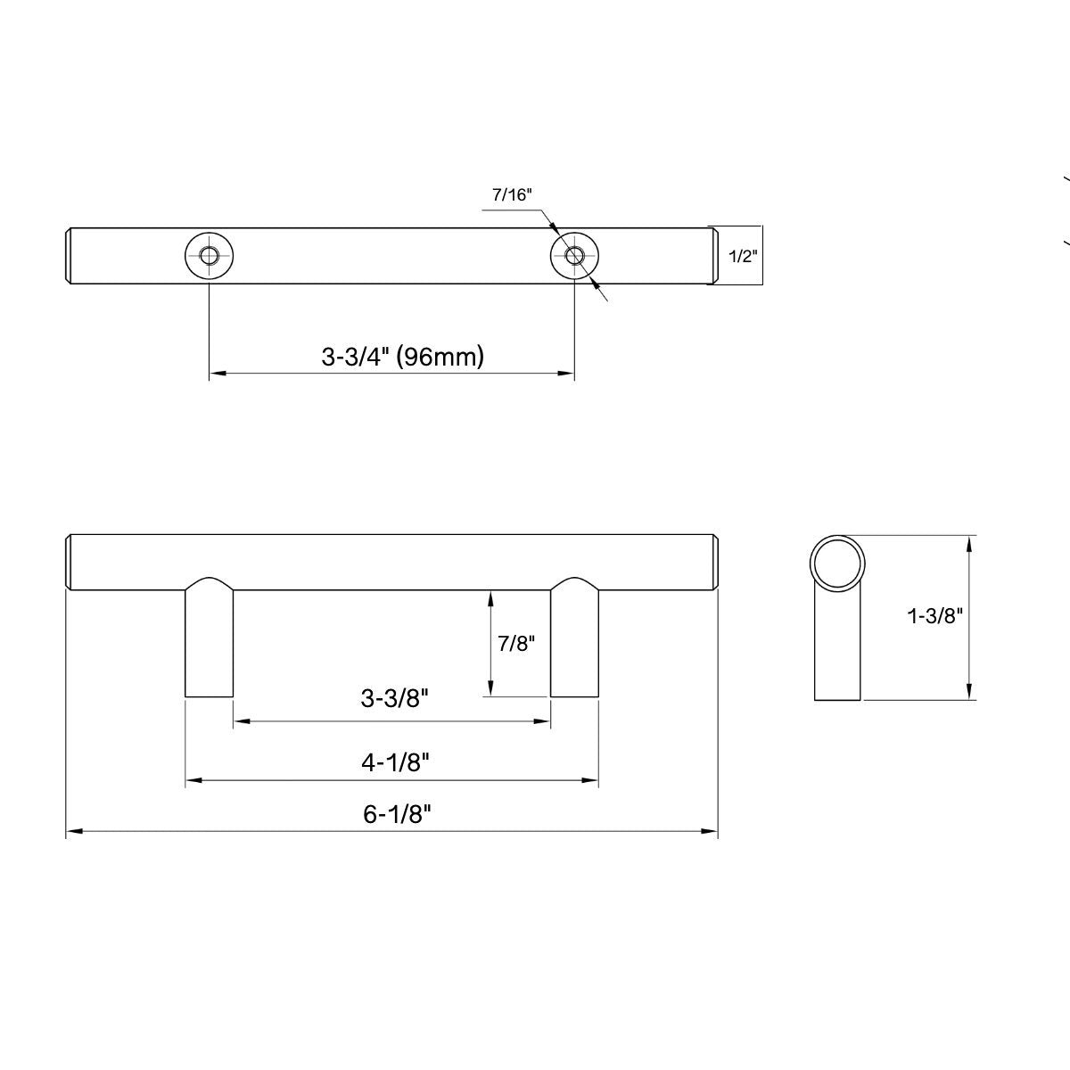 Cosmas 305-96SN Satin Nickel Euro Style Bar Pull