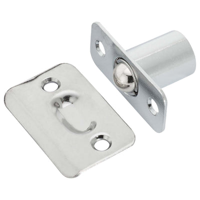 Ball Catch Mortise Strike Plate Radius Polished Chrome 2 1/4&quot;