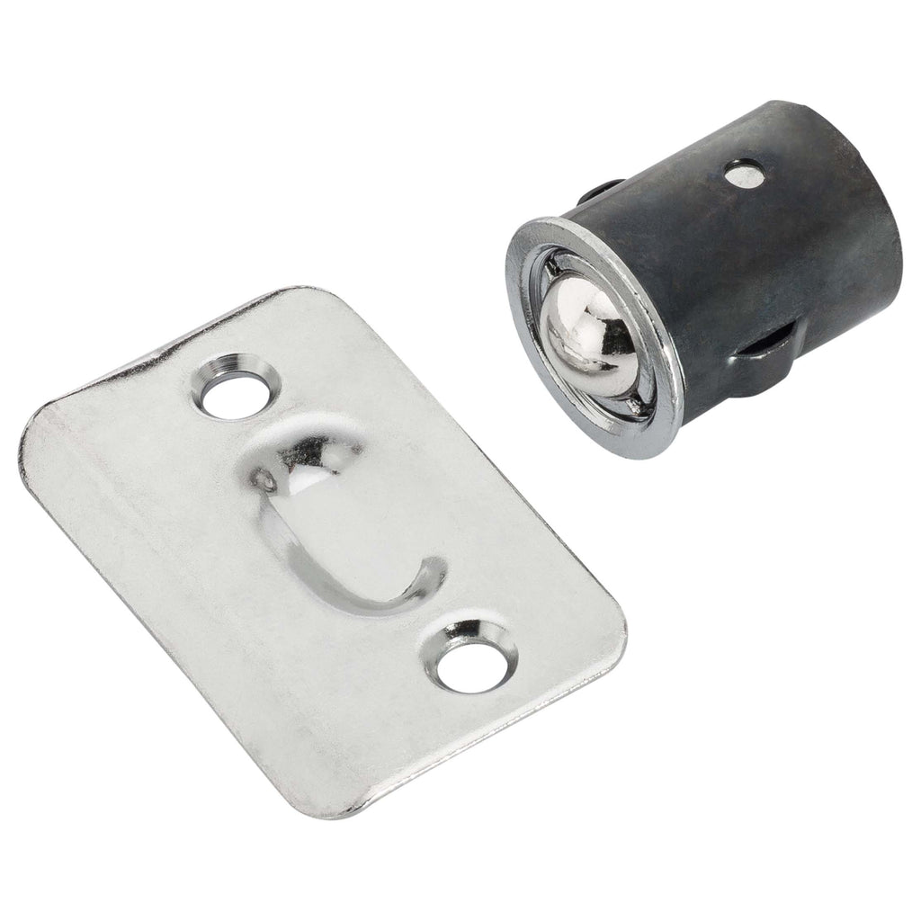 Ball Catch Drive In Strike Plate Radius Polished Chrome 2 1/4&quot;