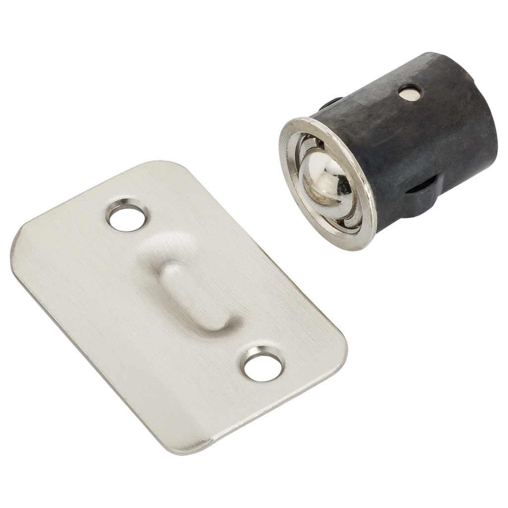 Ball Catch Drive In Strike Plate Radius Satin Nickel 2 1/4&quot;