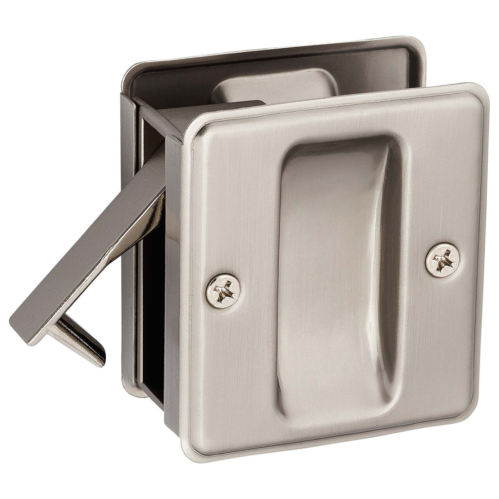 Satin nickel passage pocket door latch