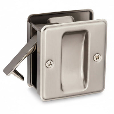 Satin nickel passage pocket door latch