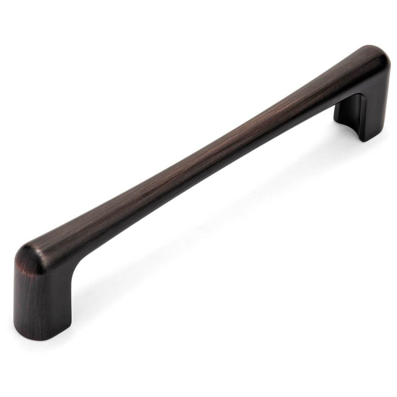 Oil rubbed bronze cabinet pull with slim handle at the centre